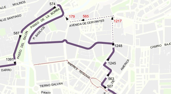 Diversion bus line 111. Click to enlarge map