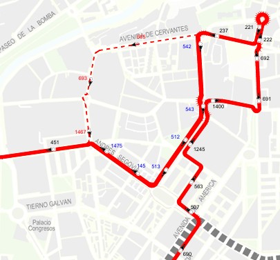 Diversion bus line 11. Click to enlarge map