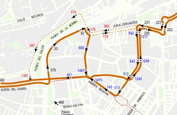 Diversion bus line 9. Click to enlarge map